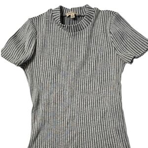 Gray Ribbed Women's Top